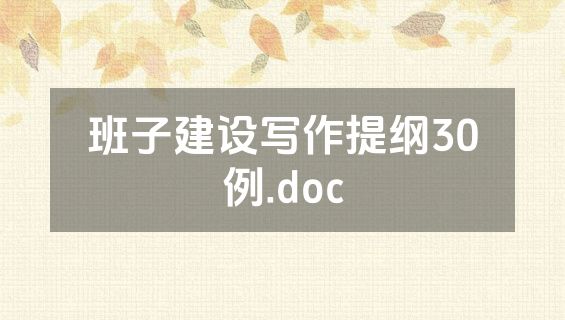 班子建设写作提纲30例.doc