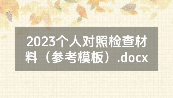 2023个人对照检查材料（参考模板）.docx