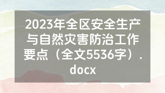 2023年全区安全生产与自然灾害防治工作要点（全文5536字）.docx