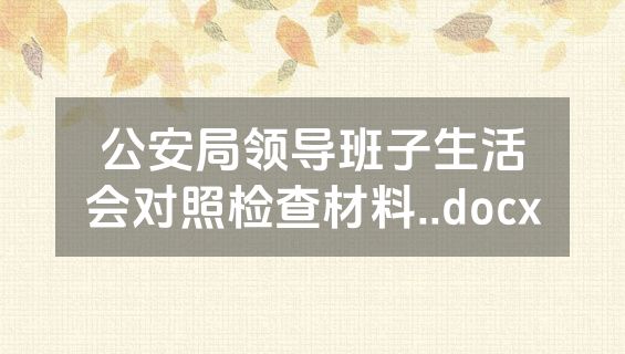 公安局领导班子生活会对照检查材料..docx