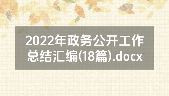 2022年政务公开工作总结汇编(18篇).docx