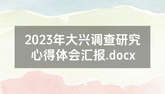 2023年大兴调查研究心得体会汇报.docx