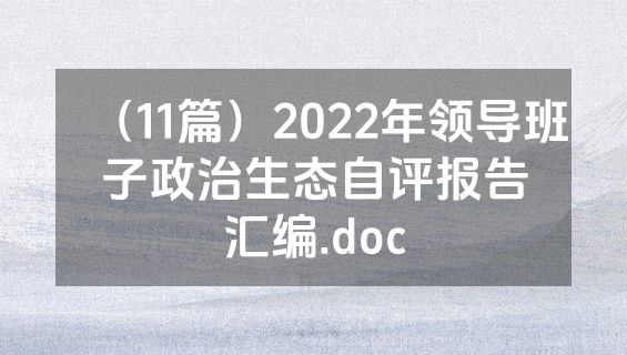 （11篇）2022年领导班子政治生态自评报告汇编.doc