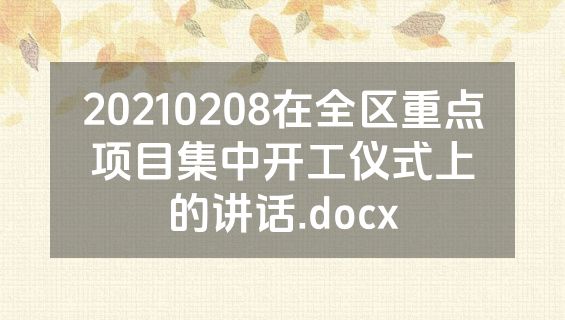 20210208在全区重点项目集中开工仪式上的讲话.docx
