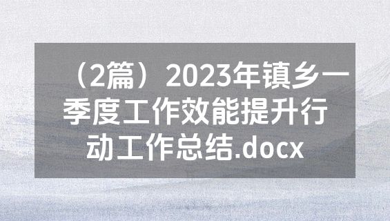 （2篇）2023年镇乡一季度工作效能提升行动工作总结.docx