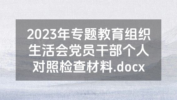 2023年专题教育组织生活会党员干部个人对照检查材料.docx