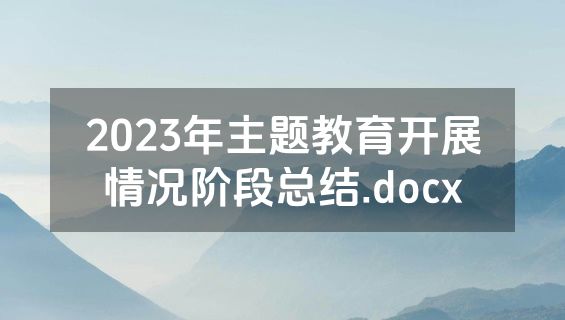 2023年主题教育开展情况阶段总结.docx