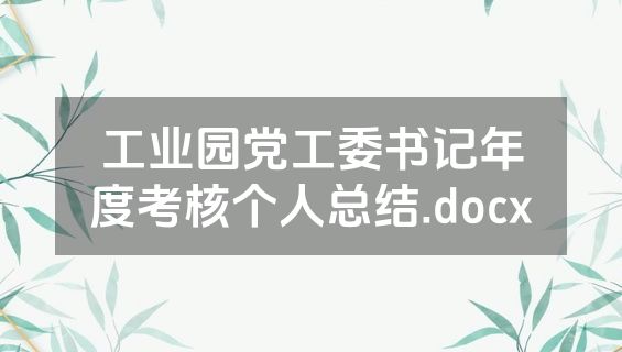 工业园党工委书记年度考核个人总结.docx