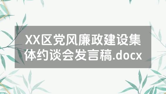 XX区党风廉政建设集体约谈会发言稿.docx