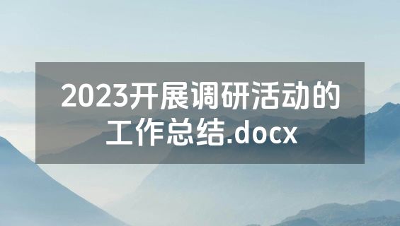 2023开展调研活动的工作总结.docx