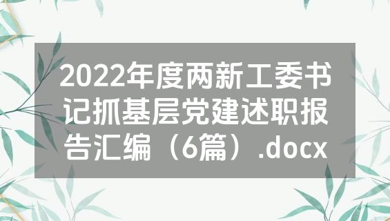 2022年度两新工委书记抓基层党建述职报告汇编（6篇）.docx