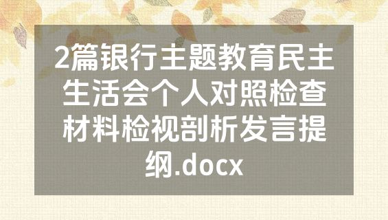 2篇银行主题教育民主生活会个人对照检查材料检视剖析发言提纲.docx