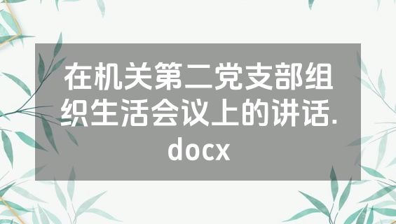 在机关第二党支部组织生活会议上的讲话.docx