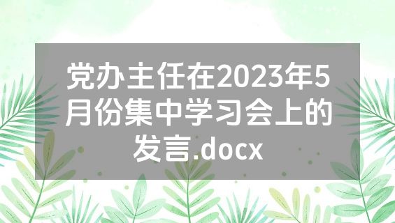 党办主任在2023年5月份集中学习会上的发言.docx
