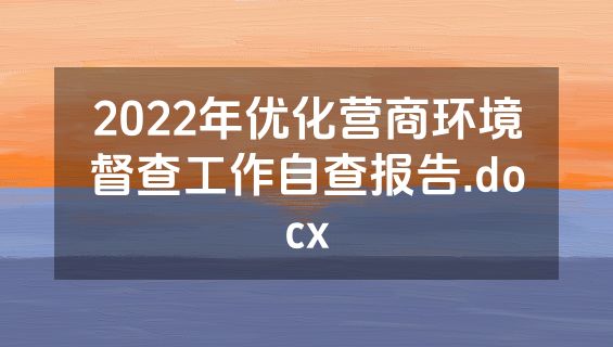 2022年优化营商环境督查工作自查报告.docx