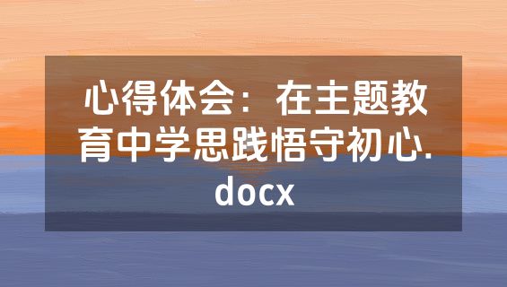 心得体会：在主题教育中学思践悟守初心.docx