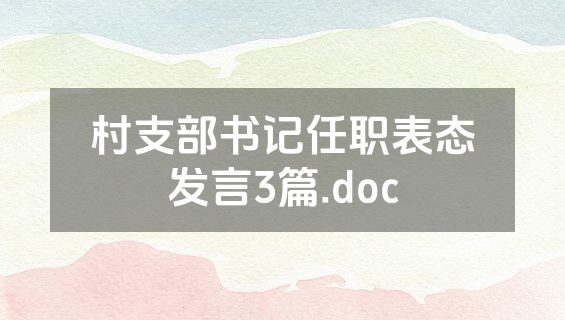 村支部书记任职表态发言3篇.doc