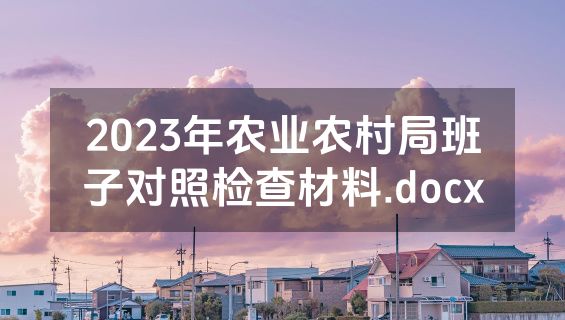 2023年农业农村局班子对照检查材料.docx