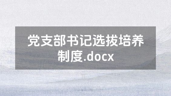 党支部书记选拔培养制度.docx