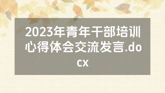 2023年青年干部培训心得体会交流发言.docx