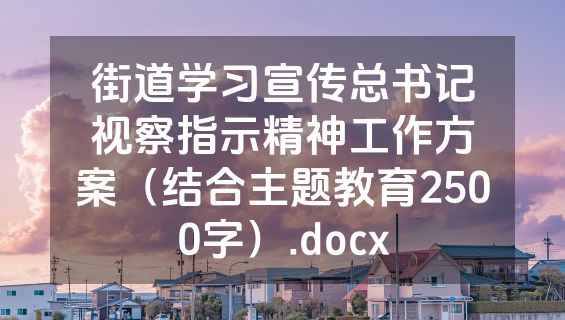 街道学习宣传总书记视察指示精神工作方案（结合主题教育2500字）.docx