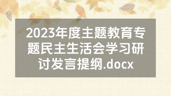 2023年度主题教育专题民主生活会学习研讨发言提纲.docx