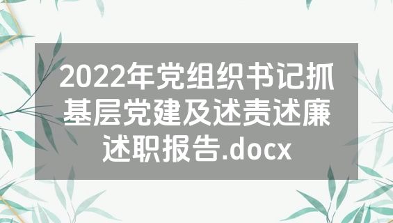 2022年党组织书记抓基层党建及述责述廉述职报告.docx