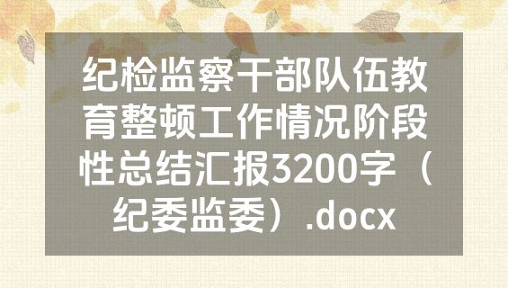 纪检监察干部队伍教育整顿工作情况阶段性总结汇报3200字（纪委监委）.docx