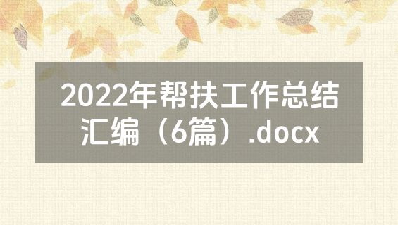 2022年帮扶工作总结汇编（6篇）.docx