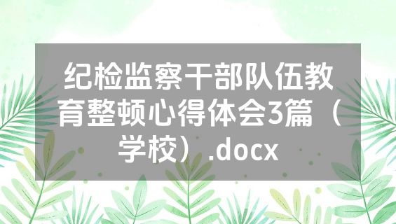 纪检监察干部队伍教育整顿心得体会3篇（学校）.docx