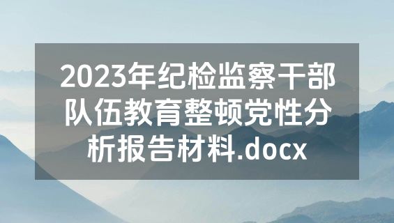 2023年纪检监察干部队伍教育整顿党性分析报告材料.docx