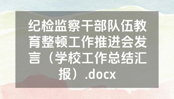 纪检监察干部队伍教育整顿工作推进会发言（学校工作总结汇报）.docx