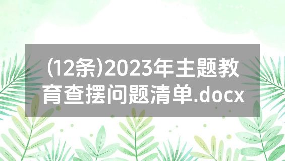 (12条)2023年主题教育查摆问题清单.docx