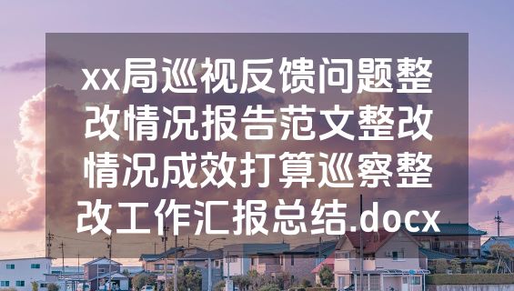 xx局巡视反馈问题整改情况报告范文整改情况成效打算巡察整改工作汇报总结.docx