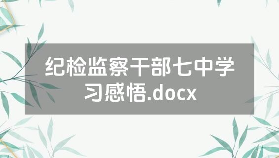 纪检监察干部七中学习感悟.docx