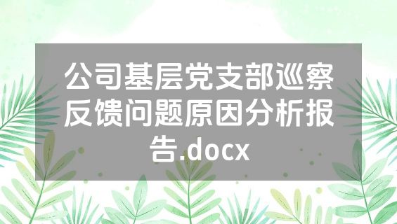 公司基层党支部巡察反馈问题原因分析报告.docx