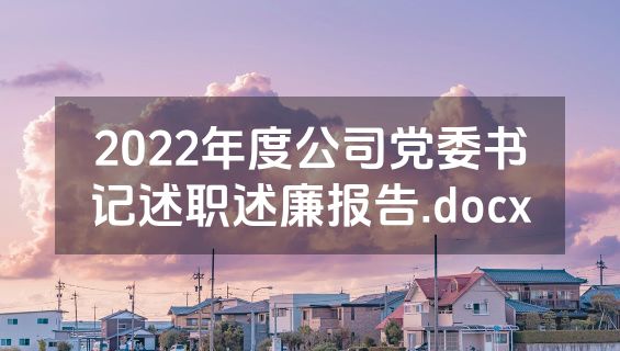 2022年度公司党委书记述职述廉报告.docx
