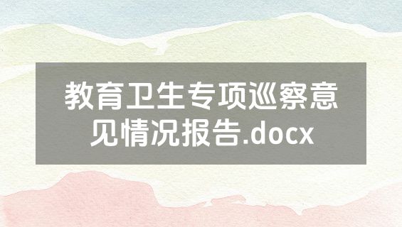 教育卫生专项巡察意见情况报告.docx