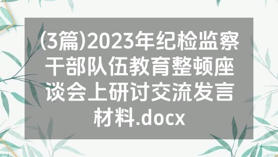 (3篇)2023年纪检监察干部队伍教育整顿座谈会上研讨交流发言材料.docx