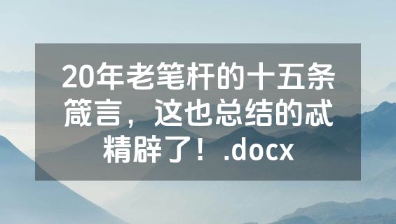 20年老笔杆的十五条箴言，这也总结的忒精辟了！.docx