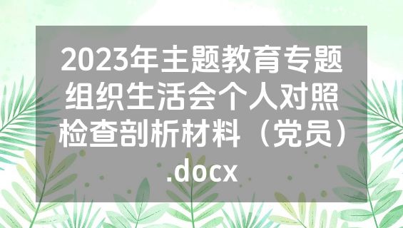 2023年主题教育专题组织生活会个人对照检查剖析材料（党员）.docx