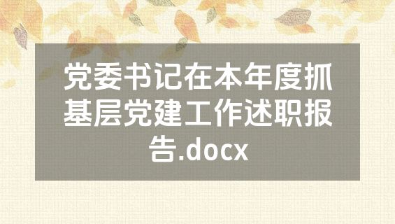 党委书记在本年度抓基层党建工作述职报告.docx