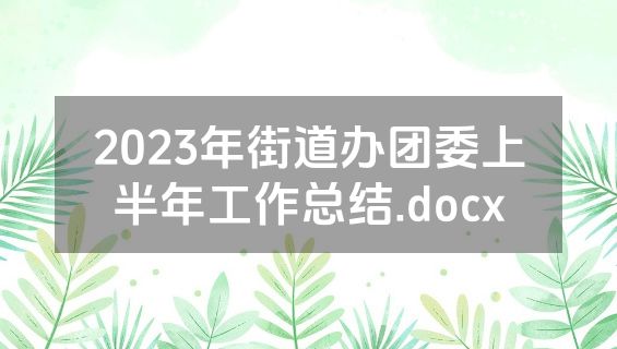 2023年街道办团委上半年工作总结.docx