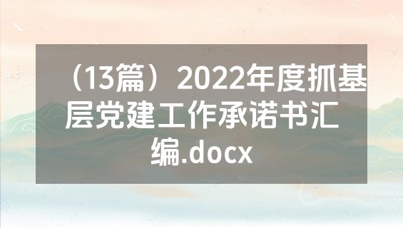 （13篇）2022年度抓基层党建工作承诺书汇编.docx