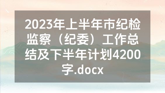 2023年上半年市纪检监察（纪委）工作总结及下半年计划4200字.docx