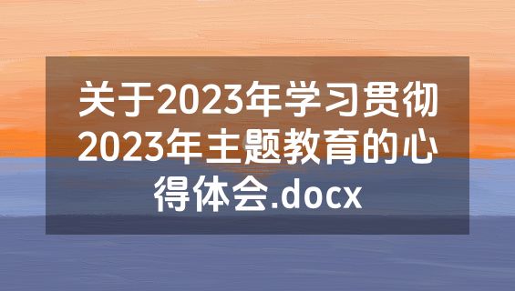 关于2023年学习贯彻2023年主题教育的心得体会.docx