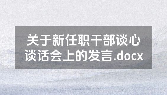 关于新任职干部谈心谈话会上的发言.docx