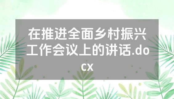 在推进全面乡村振兴工作会议上的讲话.docx