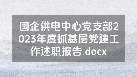 国企供电中心党支部2023年度抓基层党建工作述职报告.docx