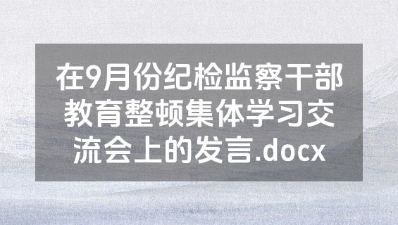 在9月份纪检监察干部教育整顿集体学习交流会上的发言.docx